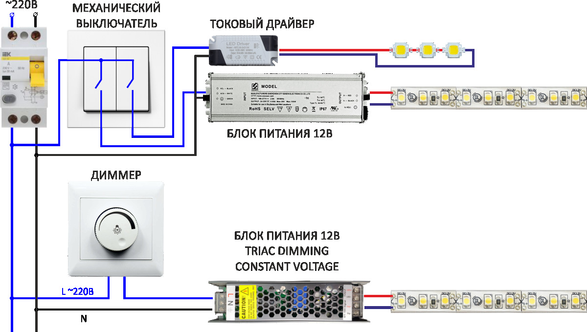 Схема подключения драйвера для светодиодов