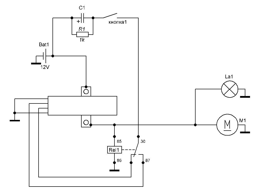 Схема реле кнопка