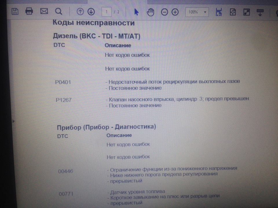 Коды ошибок дизелей