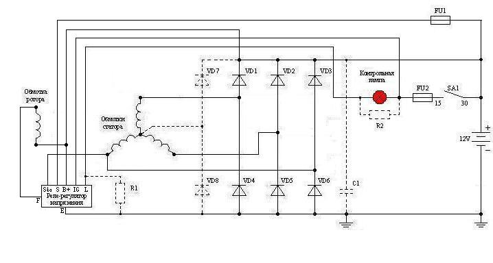 Схема подключения генератора denso 12 вольт