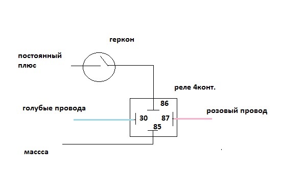 Схема управления реле герконом