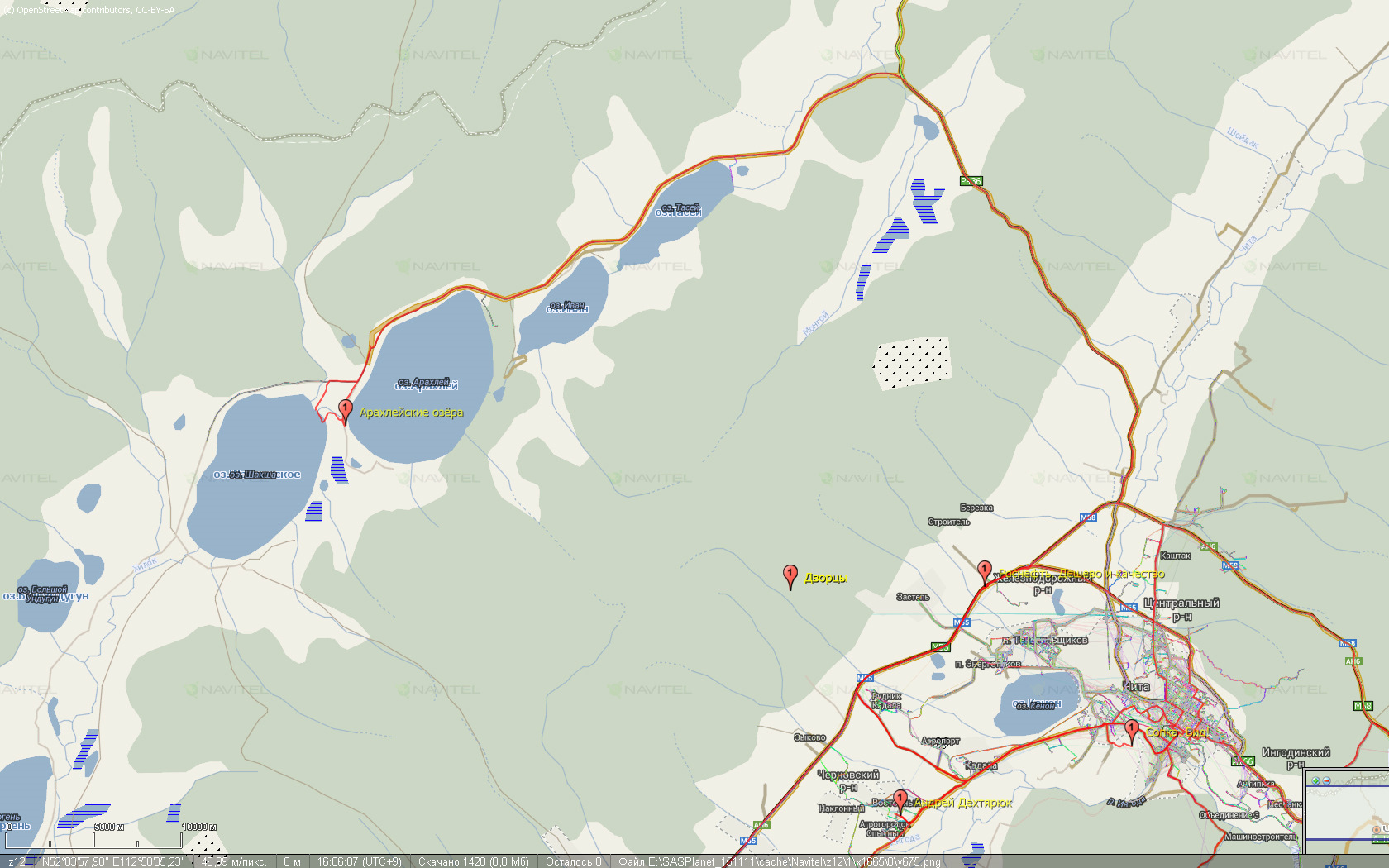 Ивано-Арахлейские озёра на карте