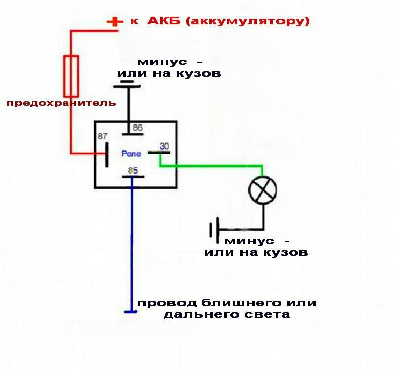 Как подключить свет через реле схема