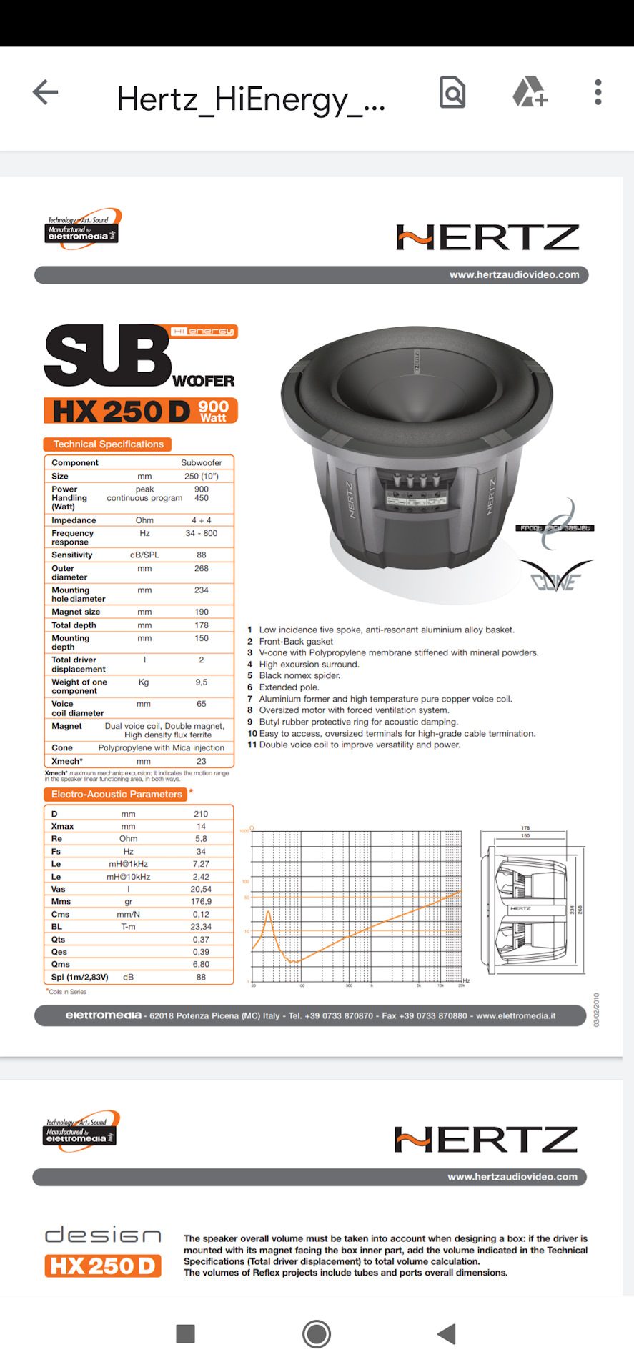 Сабвуфер Hertz HX 250d