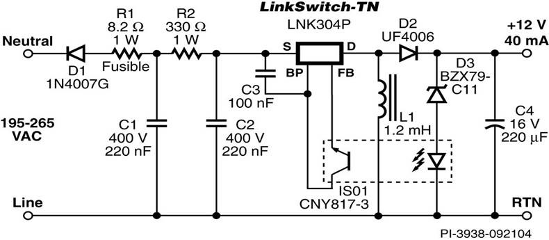 Lnk304pn схема подключения