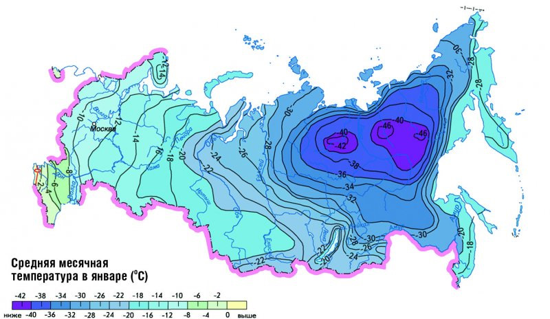 Где в тайге самые низкие температуры зимой. Климатическая карта России изотермы. Климатическая карта России температура. Климатическая карта России средняя температура. Климат России изотермы января.