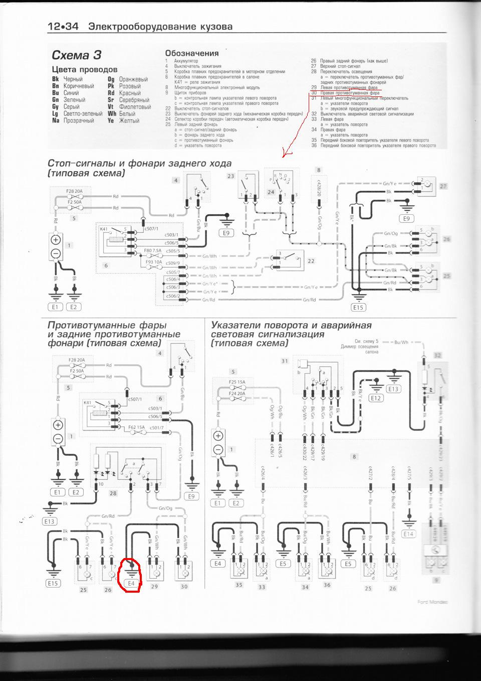Схема электропроводки форд мондео 3