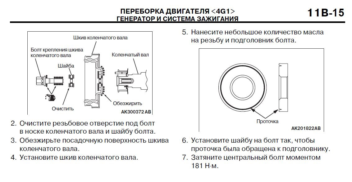 Моменты затяжки шкива