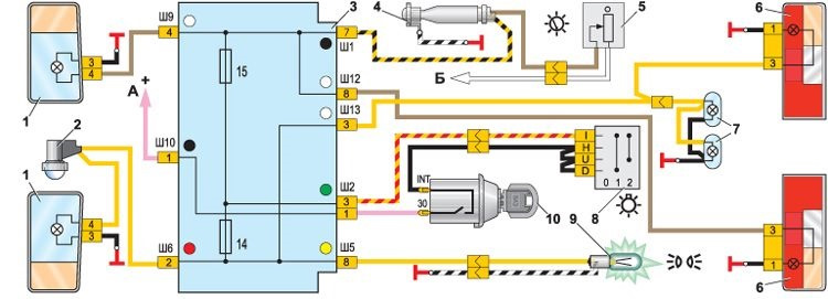 Схема стопов ваз. Схема стоп сигналов ВАЗ 2104. Схема стоп сигналов ВАЗ 2104 карбюратор. ВАЗ 2104 схема освещения салона. Схема освещения ВАЗ 2104.
