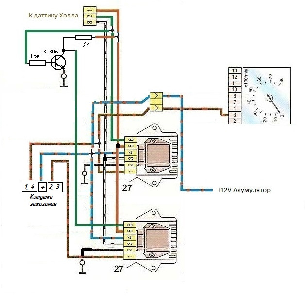Схема зажигания ваз 2108 карбюратор с датчиком холла