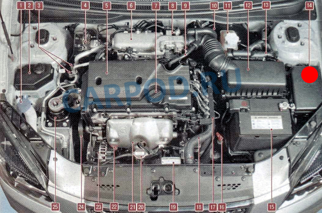 Подкапотное пространство киа рио 3 схема