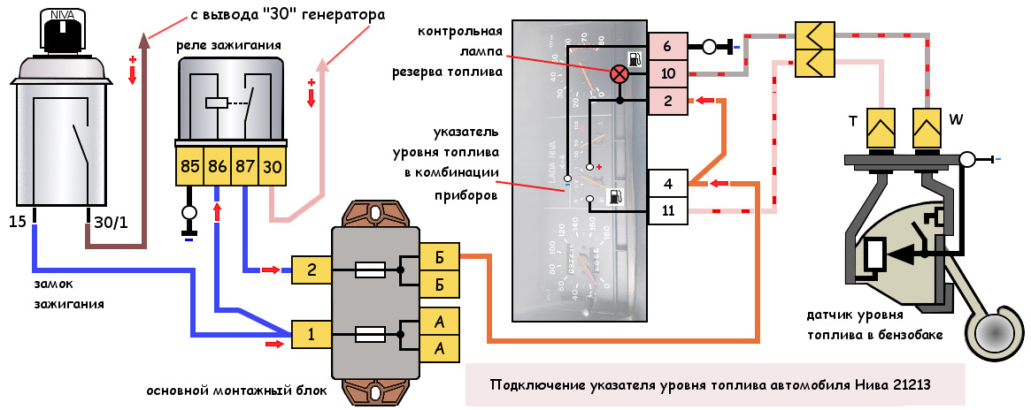 Схема проводки уровня топлива ваз 2109