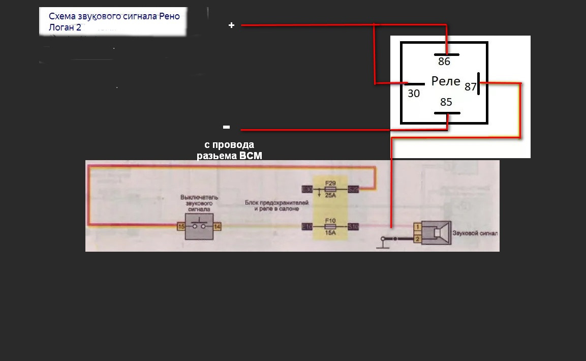 Схема сигнала рено логан