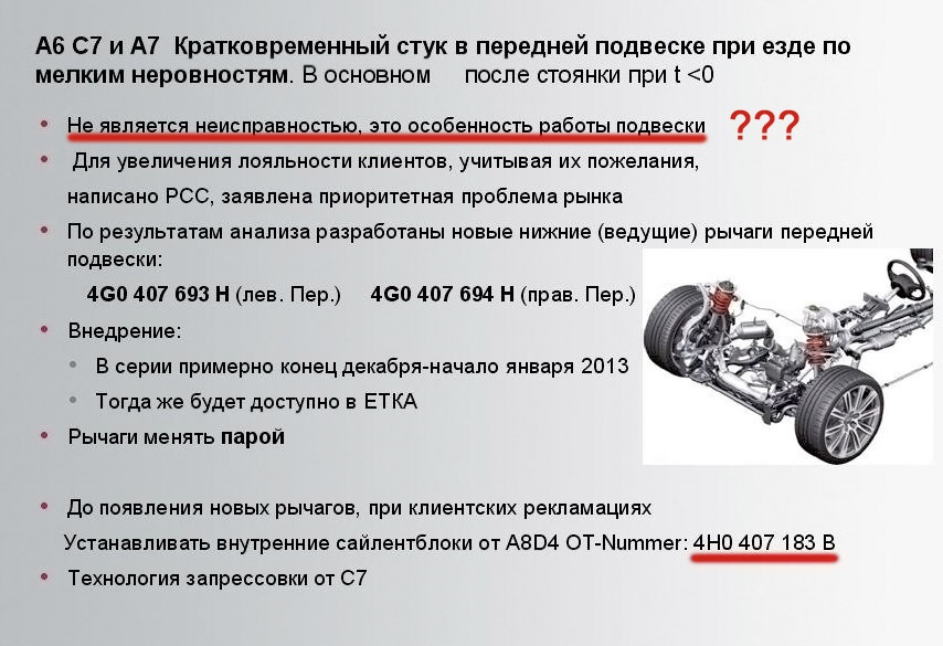 Гремит подвеска перед и зад Ауди а6 с7 2016г 3л бензин 333л.с ...
