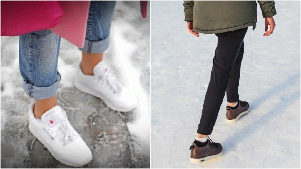 голые щиколотки зимой. мода на голые щиколотки зимой. подвернутые штаны зимой. открытые ноги зимой. закатанные штаны зимой.