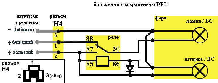 Схема лампы фары