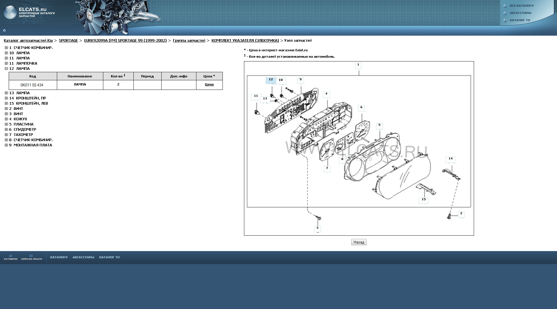 Лампочка в приборную панель — KIA Sportage (1G), 2 л, 2003 года ...