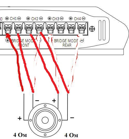Схема подключения четырехканального усилителя