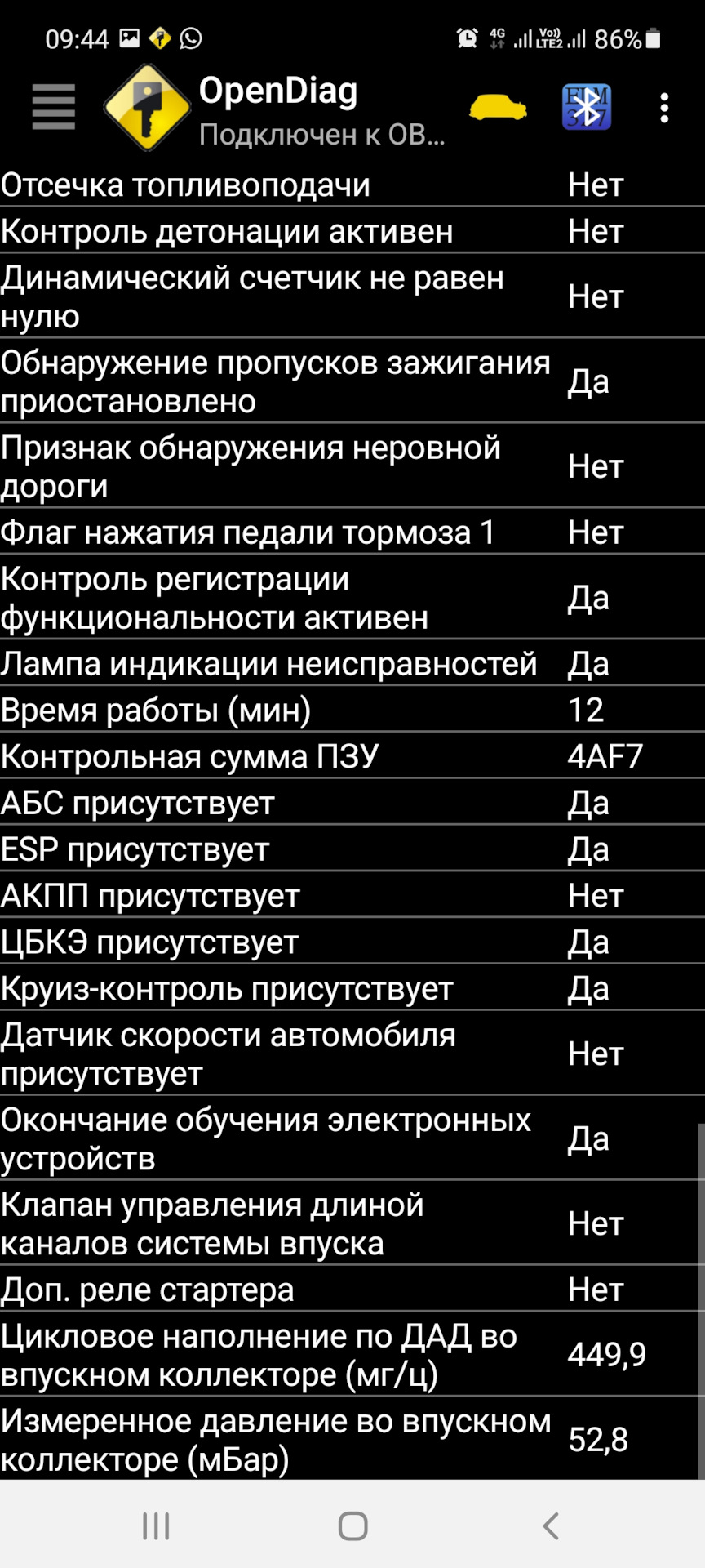 Адаптированное отклонение расхода воздуха