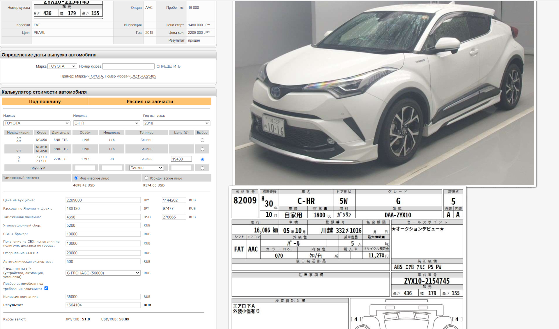 Покупка автомобиля с японии и его комплектации! — Toyota C-HR, 1,8 л, 2018  года | покупка машины | DRIVE2