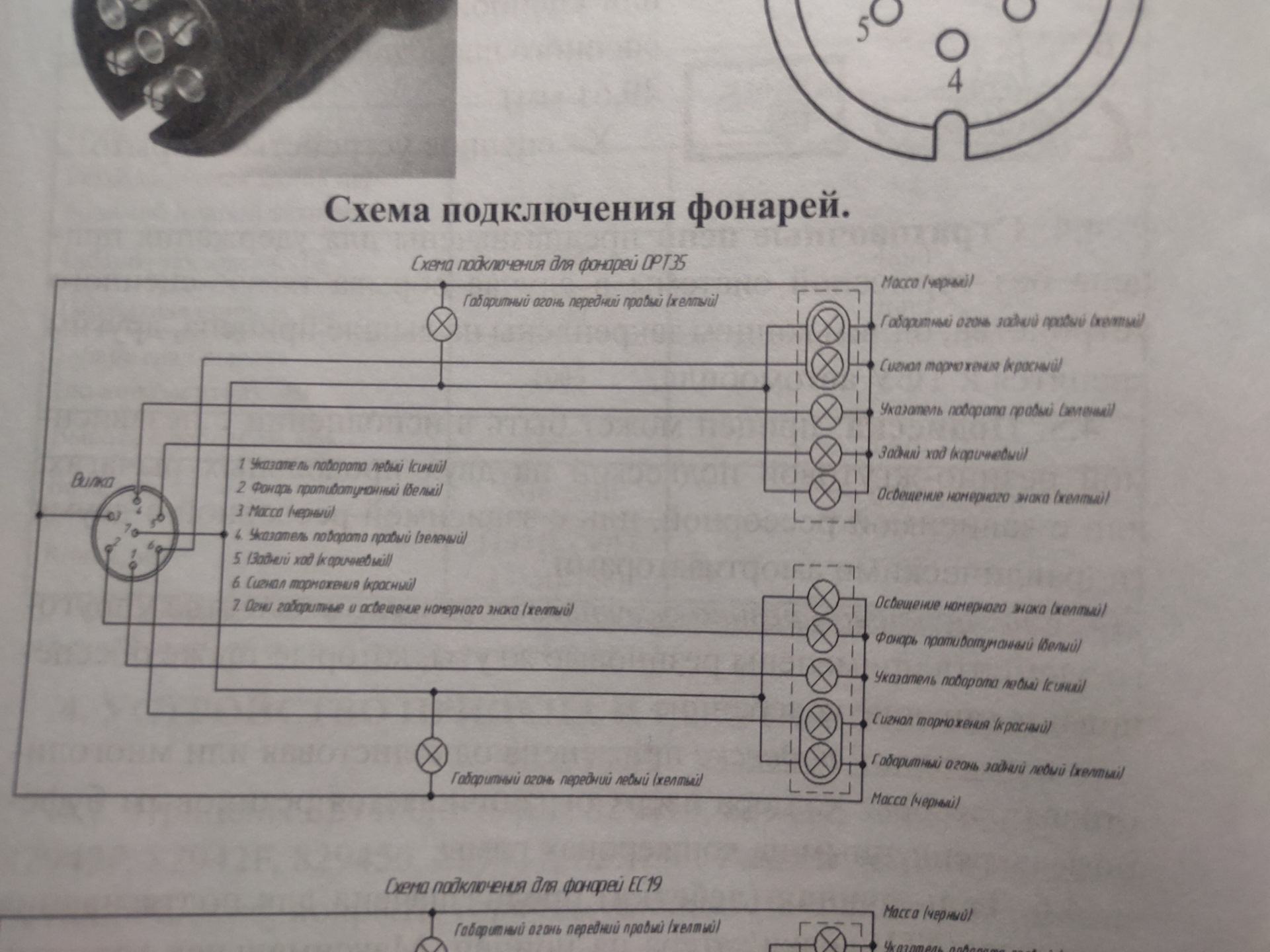 Схема подключения фонарей на прицепе мзса