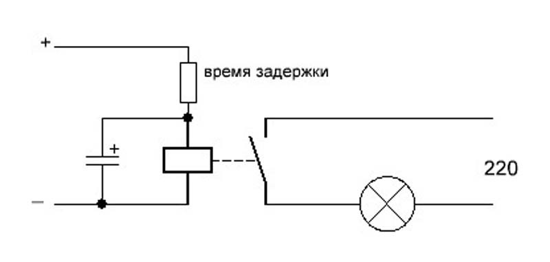 Задержка включения реле 12в схема на конденсаторах