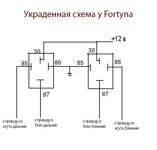 Схема подключения фар ланос