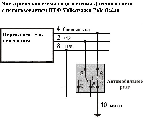 Схема подключения фсо к дальнему свету