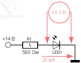 Как подключить светодиод к 12 вольтам схема подключения через резистор