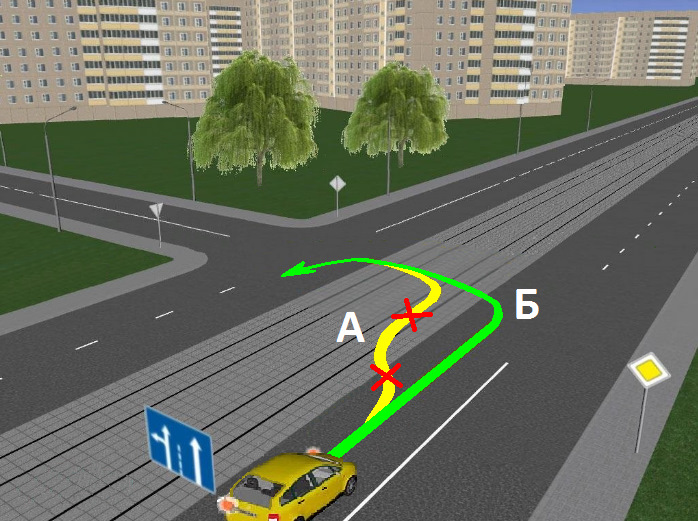 Путь перекрестков. Разворот на трамвайных путях ПДД. Разворот на перекрестке с трамвайными путями. Трамвайные пути ПДД поворот разворот. ПДД разворот через трамвайные пути.