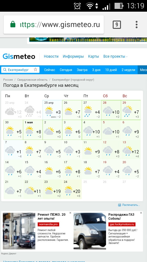 Прогноз погоды в екатеринбурге на месяц