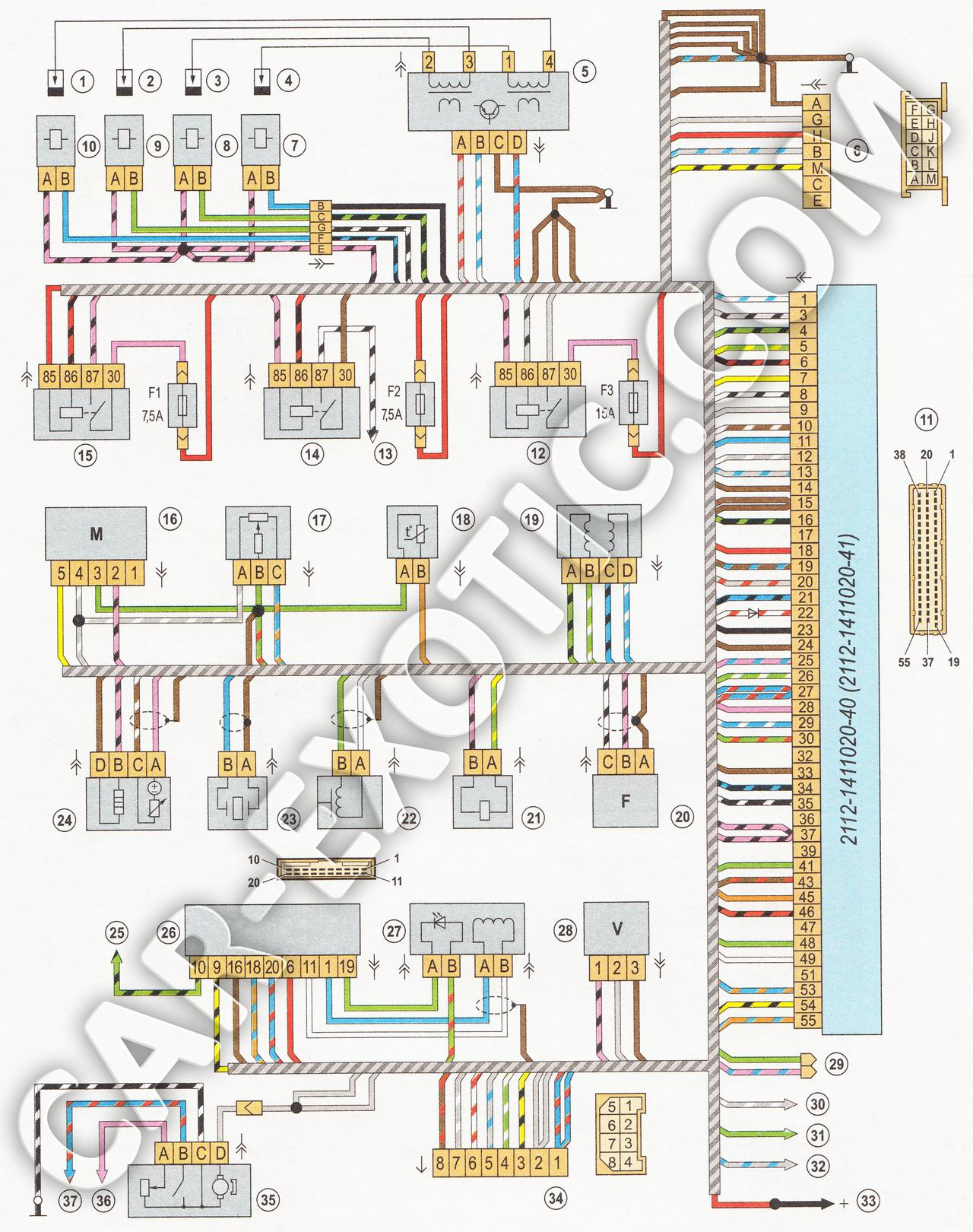 Схема электропроводки ваз 2112 16 клапанов