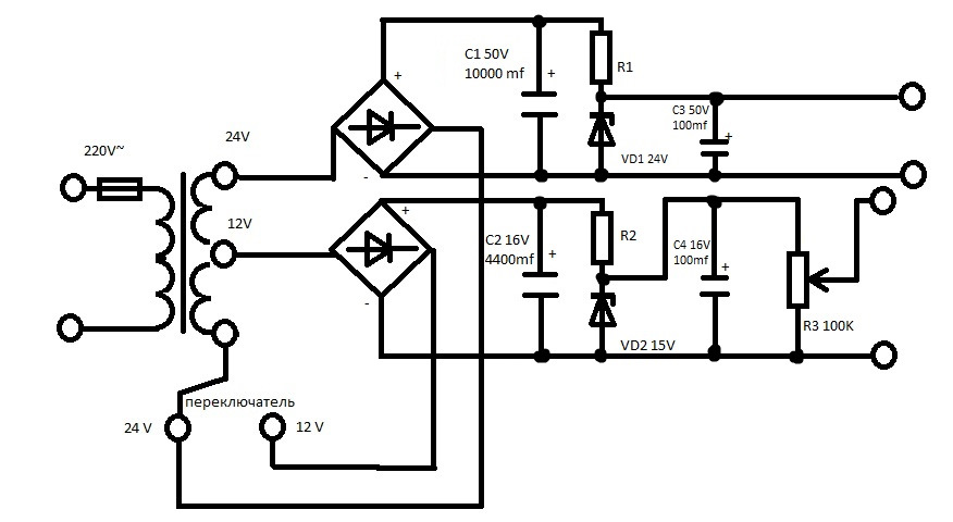 Схема блока питания 24в 15а