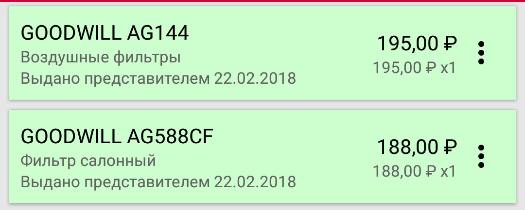 Выдано представителем