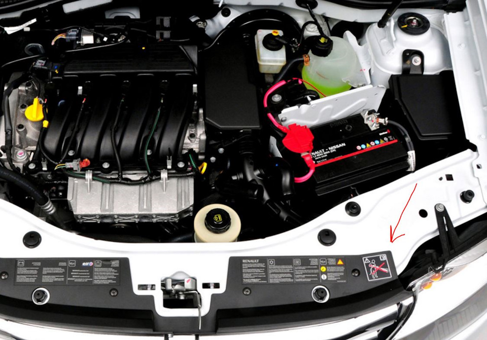 Уплотнитель под капот. — Renault Duster (1G), 2 л, 2014 года ...