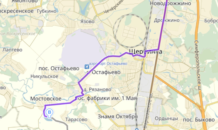 Электричка фабрика 1 мая ростокино. Остафьево на карте. Станция Остафьево Щербинка.