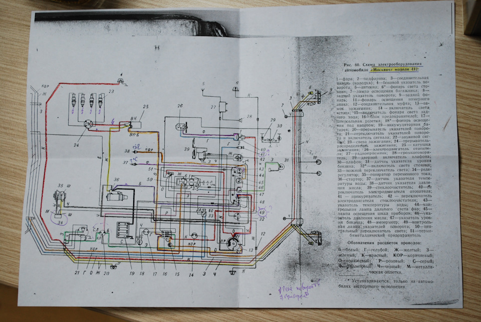 Схема проводки москвич 412