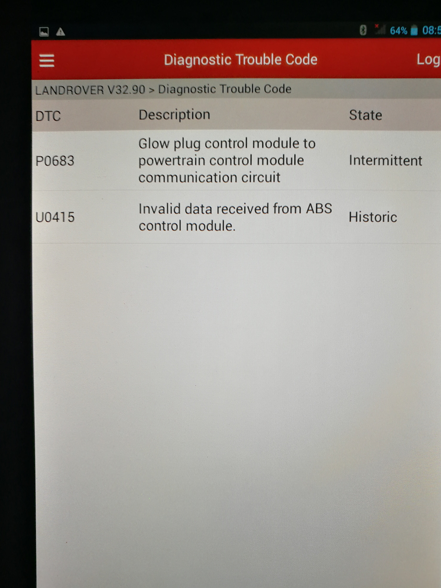 Invalid data received. Invalid data received