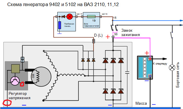 Схема зарядки аккумулятора ваз 2110