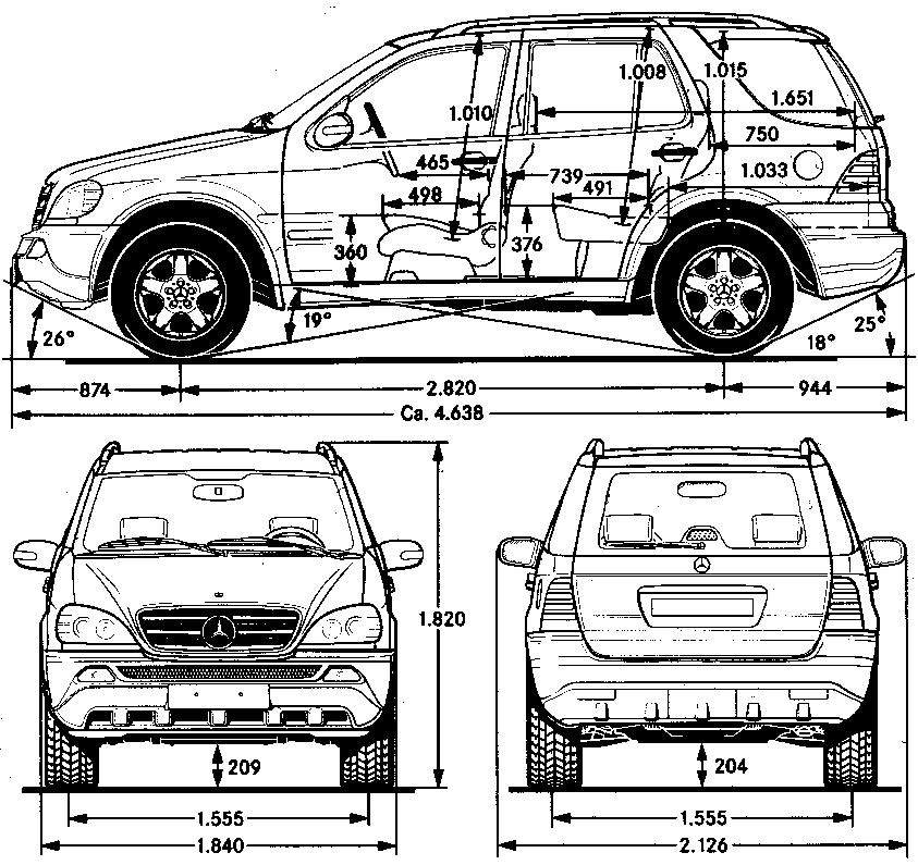 Чертеж w. Mercedes-Benz w163 чертеж. Габариты Мерседес мл 163 кузов. Mercedes-Benz ml w164 чертеж. Габариты Мерседес мл 163.