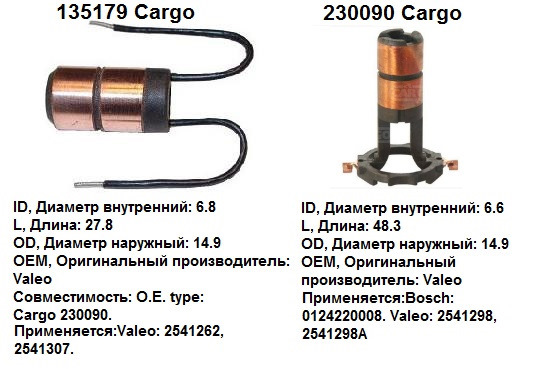 Купить Кольца Токосъемные Генератора Cargo 133402