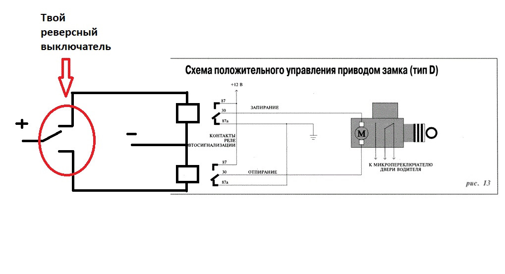 Схема подключения перфоратора к кнопке с реверсом