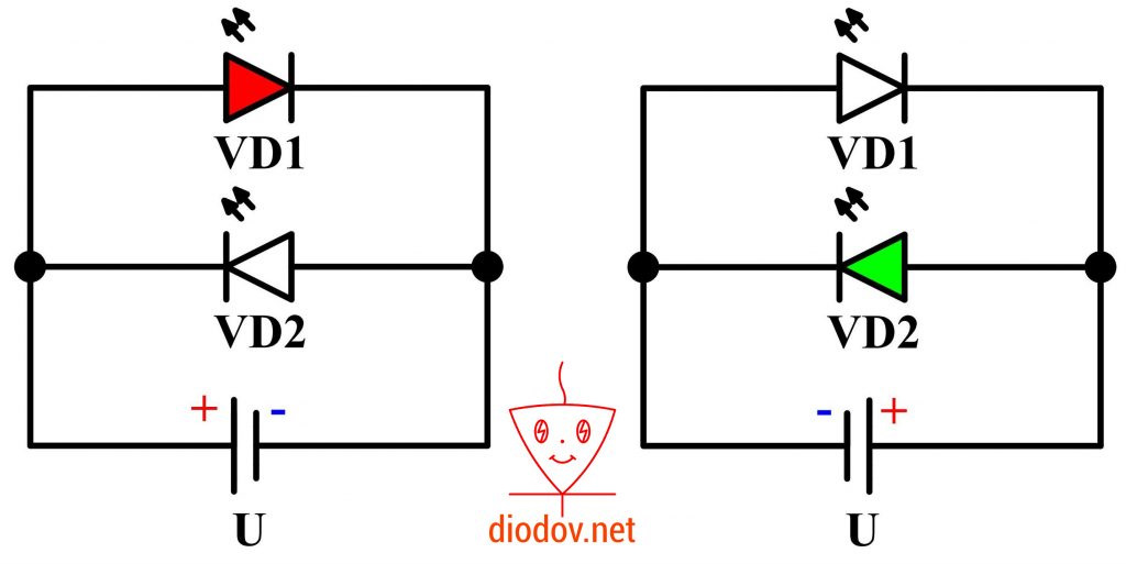 Двухцветный диод схема включения