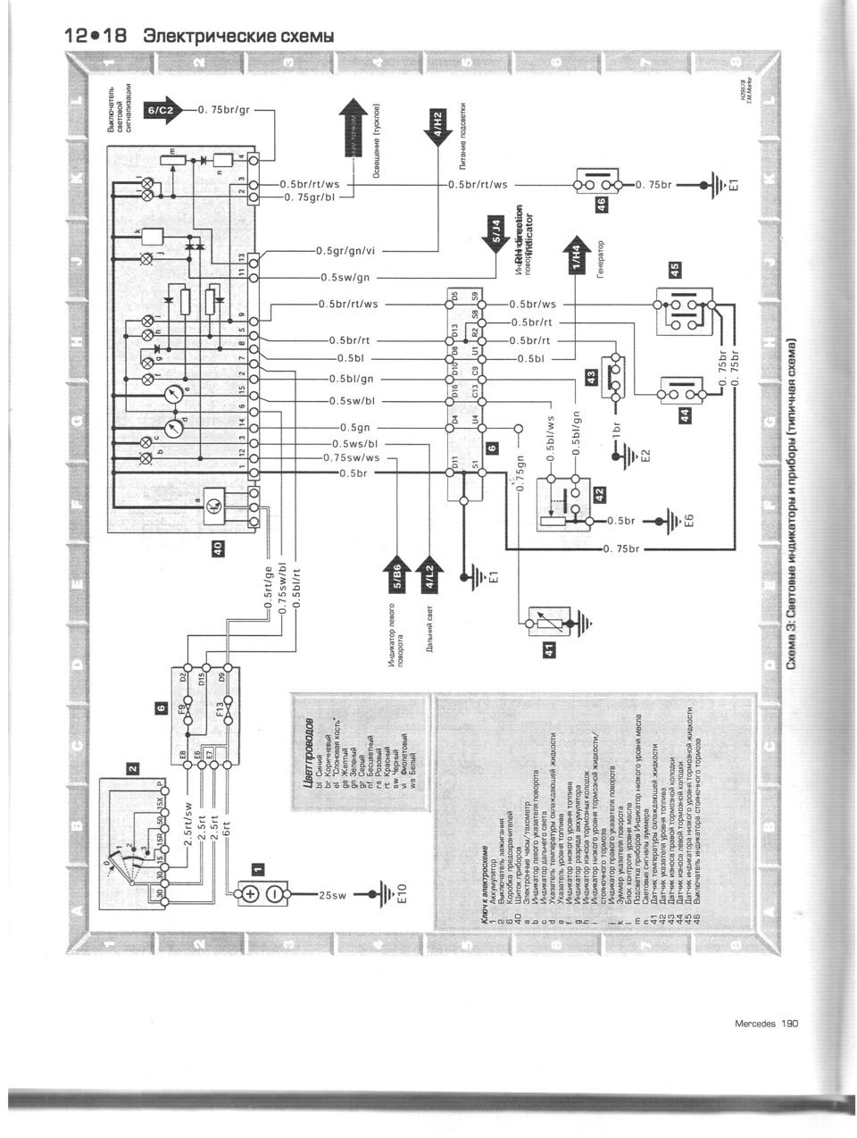 Мерседес 190 схема проводки
