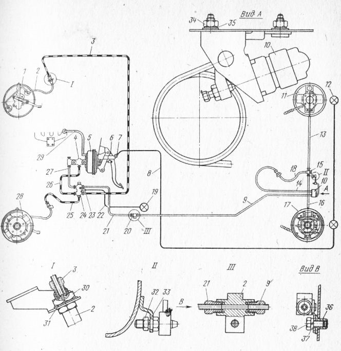 Схема главный тормозной цилиндр москвич 412