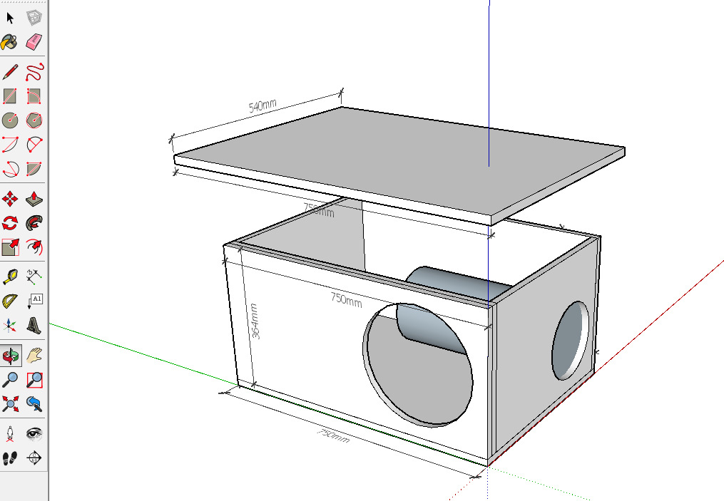 Короб под 15 сабвуфер на трубе чертеж