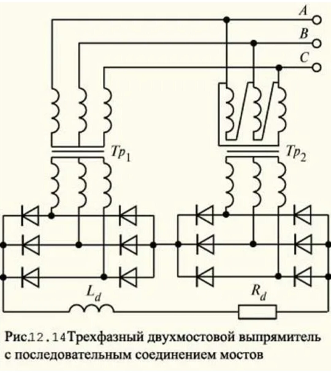 Нулевая схема выпрямления трехфазного тока