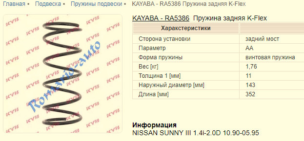 Пружины на ниссан вингроад от чего подходят