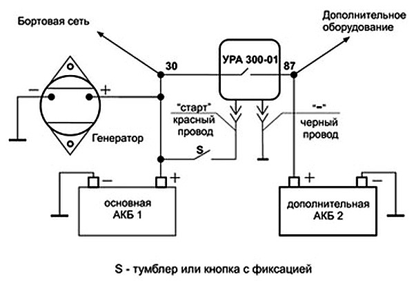 Схема подключения двух аккумуляторов