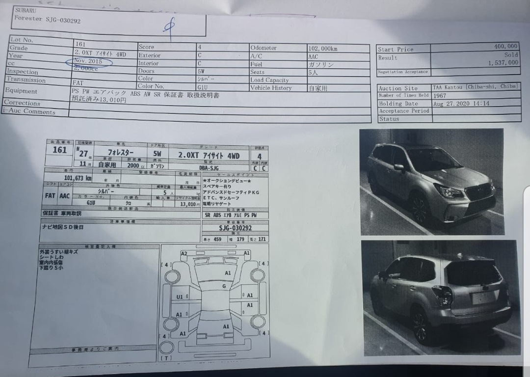 Машины из Японии Владивосток нужна информация — Subaru Forester (SJ), 2 л,  2014 года | наблюдение | DRIVE2